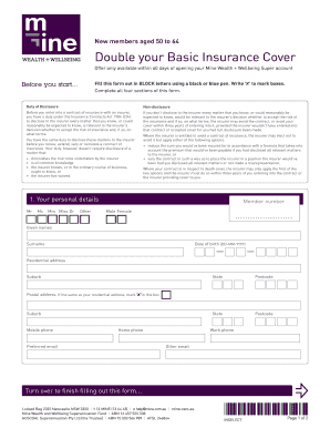Mine Wealth Super Insurance Application Form