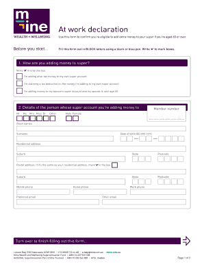 At Work Declaration Form