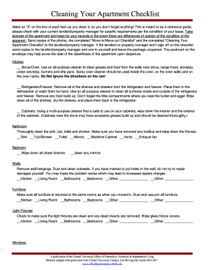 Apartment Cleaning Checklist