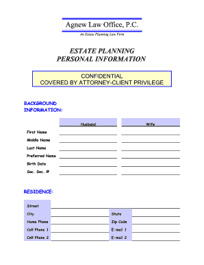 Estate Planning Personal Information Form