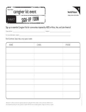 Caregiver Kits Sign Up Form