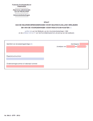 Belgische belastingformulier voor aftrekposten en voorzieningen