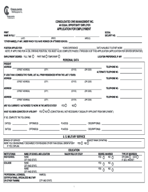 Consolidated Oil Well Services Employment Application