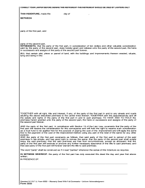 New York Warranty Deed With Full Covenants