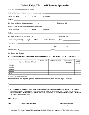 1040 Tune-up Application