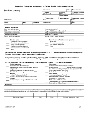 Inspection Form for Carbon Dioxide Extinguishing Systems