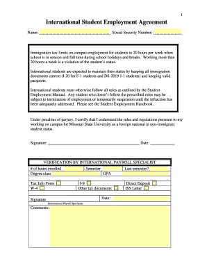 International Student Employment Agreement