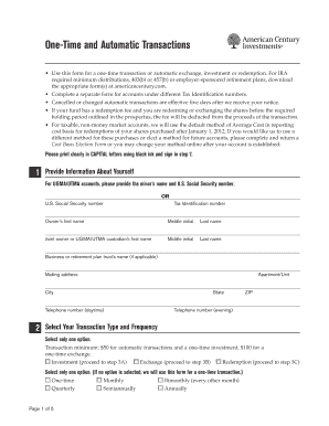 American Century One-Time and Automatic Transactions Form