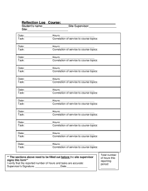Student Reflection Log Form