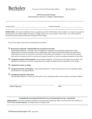 FAFSA Household Change Form