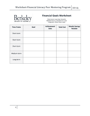 Financial Goals Worksheet