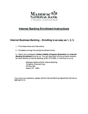 Mahopac National Bank Business Internet Banking Enrollment