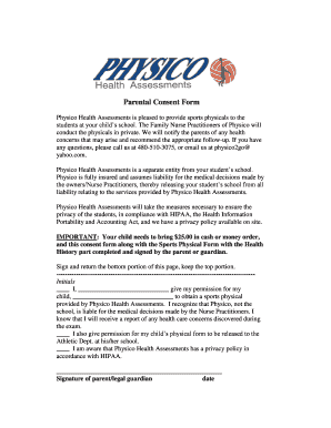 Parental Consent Form for Sports Physical