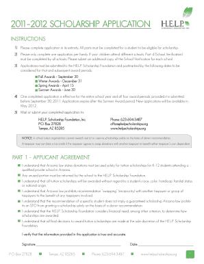 2011–2012 Scholarship Application Form