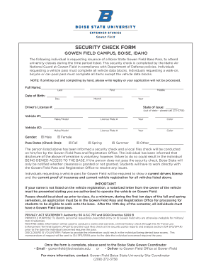Gowen Field Campus Security Check Form
