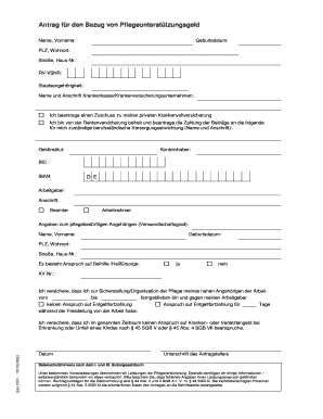 Antrag für den Bezug von Pflegeunterstützungsgeld