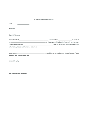 Certificate of Residence