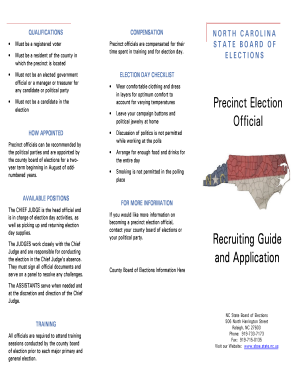 North Carolina Precinct Election Official Application