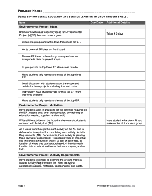 Environmental Project Planning Template
