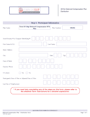 457(b) Deferred Compensation Plan Distribution Form