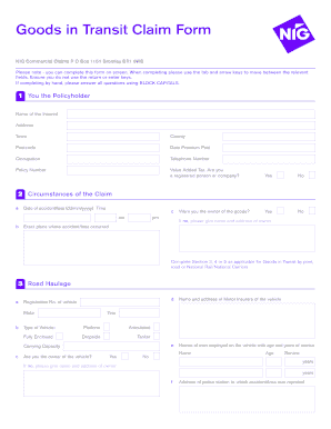 Goods in Transit Claim Form