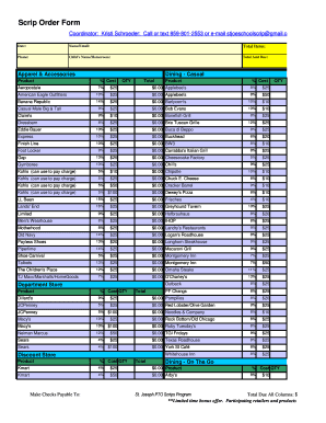 Scrip Order Form