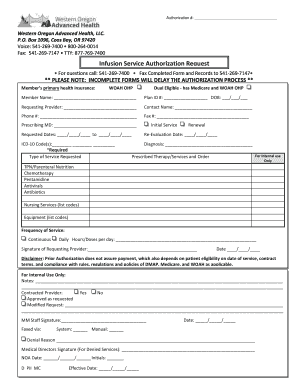 Infusion Service Authorization Request
