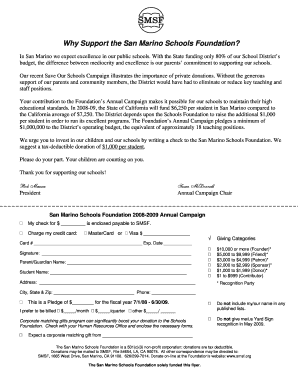 San Marino Schools Foundation Annual Campaign Donation Form