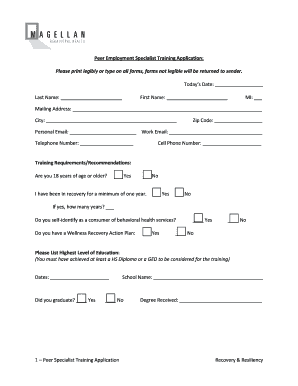 Peer Employment Specialist Training Application