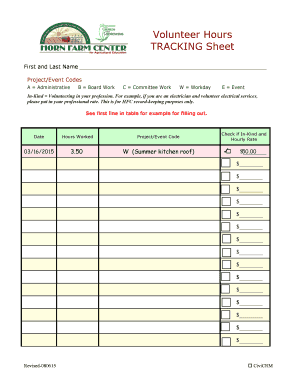 Volunteer Hours Tracking Sheet