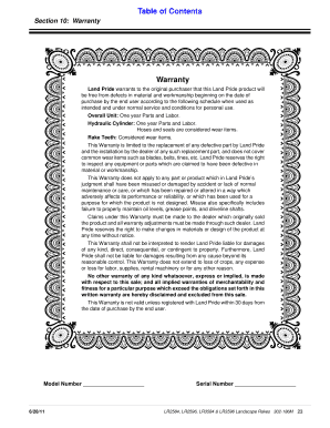 Land Pride Product Warranty