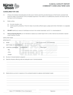Clinical Capacity Report Form