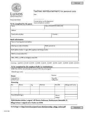 Tax-Free Reimbursement Form