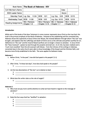 Bible Study Hebrews Reading Plan