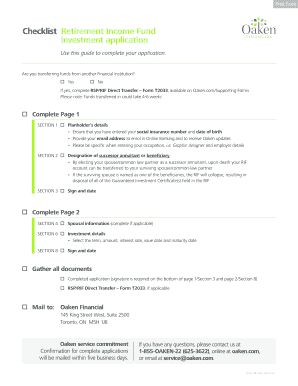 Retirement Income Fund Application