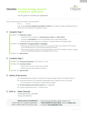 Tax Free Savings Account Investment Application