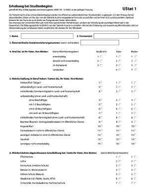 Erhebung bei Studienbeginn