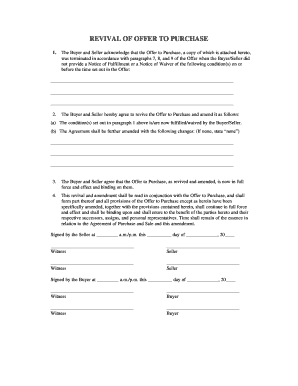 Revival of Offer to Purchase