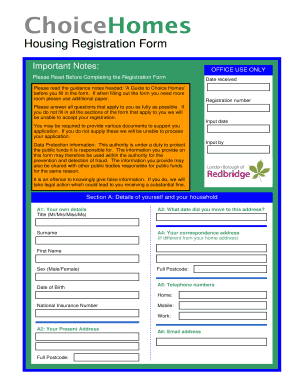 ChoiceHomes Housing Registration Form