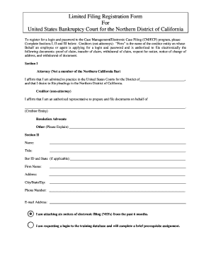 US Bankruptcy Court Registration Form