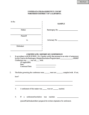 Certificate of Conference for Bankruptcy Dispute Resolution