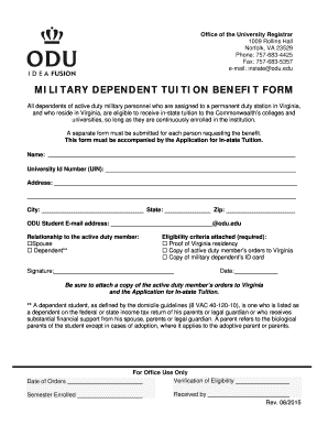 Military Dependent Tuition Benefit Form