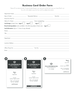 Business Card Order Form