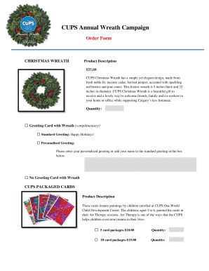 CUPS Annual Wreath Campaign Order Form