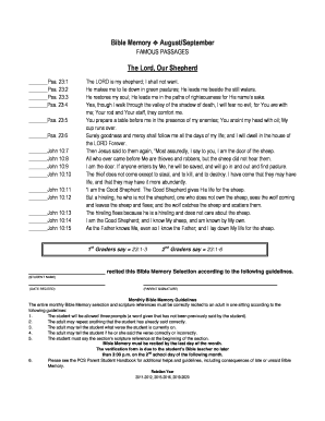 Bible Memory Verification Form