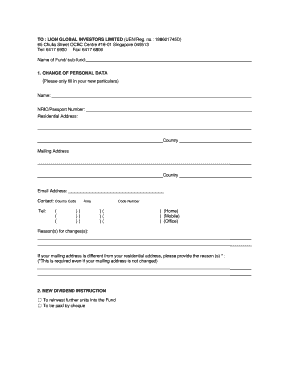 Change of Personal Data and Dividend Instruction Form