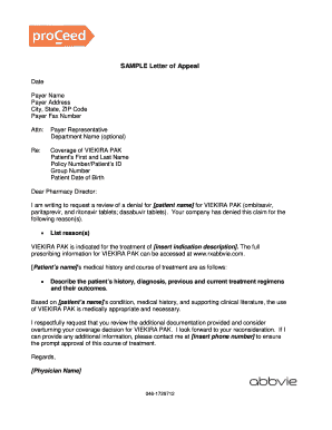 Letter of Appeal for VIEKIRA PAK Coverage
