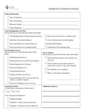 Readmissions Collaborative Checklist
