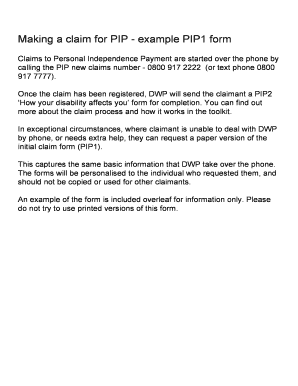 Fillable Online kdc org Making a claim for PIP - example PIP1 form Fax ...