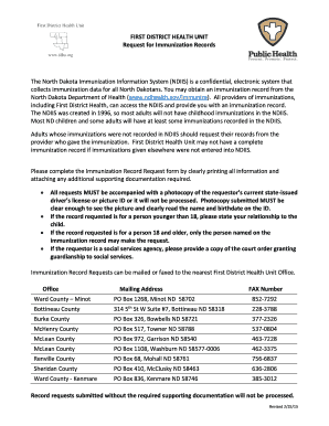 North Dakota Immunization Record Request Form